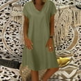 thumbnail image 3 of Eashery Long Dresses Women Summer Casual T Shirt Dresses Beach Cover up Plain Pleated Tank Dress Army Green XXL, 3 of 4