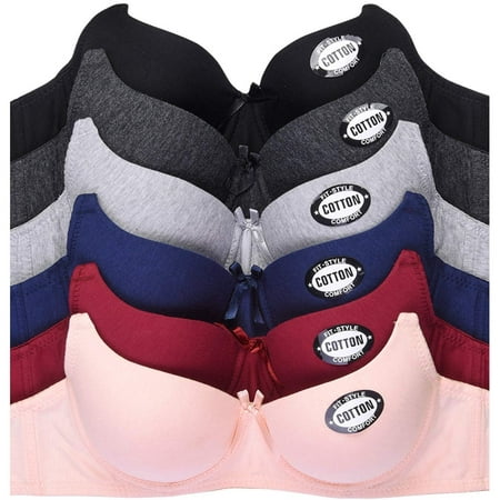 DailyWear Womens Plain Lace Bras (Pack of 6) - Various Styles (4207P, (Best Bra For 36c)