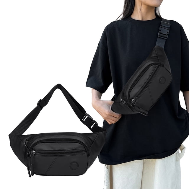 Bolsa de bandolera impermeable de nylon para hombre | Ligero 0,31 lbs | Correa ajustable para el hombro, mochila mensajera deportiva de exterior espaciosa de 13,4"x5,9"x2,8"
