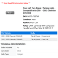 thumbnail image 2 of Front Left Turn Signal / Parking Light - Compatible with 2001 - 2002 Chevy C3500HD, 2 of 2