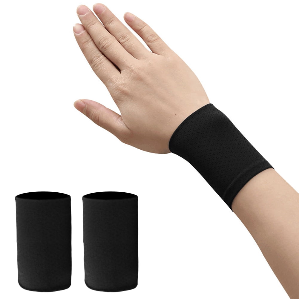 TBOLINE Elastic Wristband Summer Ice Silk Sport Cycling Wrist Brace (Black 8cm)