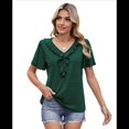 thumbnail image 2 of Blusas y Túnicas Informales de Corta con Cuello en V para Mujer, Grandes Verde M, 2 of 9
