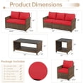 thumbnail image 3 of AECOJOY 7 Pieces Outdoor Furniture Set with Storage, Rattan Wicker Sectional Sofa Couch Patio Conversation Set - Red, 3 of 7