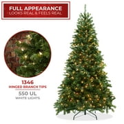 7.5FT Pre-Lit Realistic Green Spruce Artificial Christmas Tree, Stand