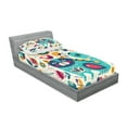 thumbnail image 2 of Ambesonne Animal Fitted Sheet & Pillow Sham Set, Cat with Birds, Twin, Multicolor, 2 of 2