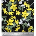 thumbnail image 2 of Soimoi Cotton Duck Fabric Leaves & Yellow Flower Watercolor Printed Fabric 1 Yard 42 Inch Wide, 2 of 3