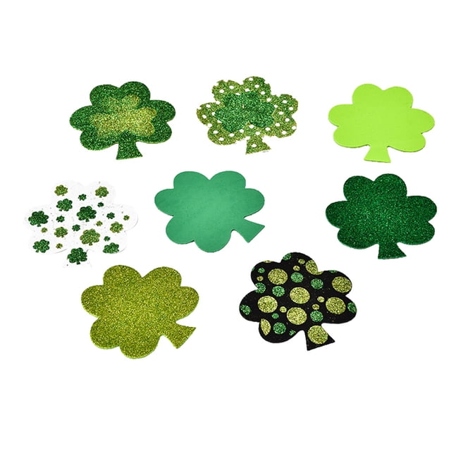 Toystoory Pegatinas del Día de San Patricio Formas de trébol de moda verde Fresco colgante decorativo Brillo Apariencia Trébol de hojas Kits de decoración para fiestas