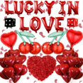 thumbnail image 1 of Decoraciones de despedida de soltera Lucky In Love, 46 unidades, láminas rojas en forma de corazón, 1 of 7