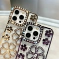 thumbnail image 2 of for iPhone Case,Luxury Crystal Bling Glitter Clear Flower Camera Lens Protection Soft Shockproof Phone Case (Silver,iPhone 15), 2 of 6