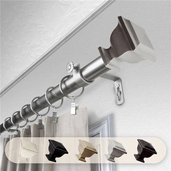 Central Design 100-71-665 1 in. Dia. Isha Curtain Rod, Satin Nickel - 66-120 in.