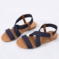 thumbnail image 3 of Sandalias Planas Elásticas para Mujer Elegantes Con Cruzadas Viajes Al Aire Libre (37) Azul, 3 of 8