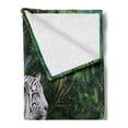 thumbnail image 2 of Safari Soft Flannel Fleece Throw Blanket, White Tiger Setting on Stone Tropic Plants Leaves Wild Jungle Majestic, Cozy Plush for Indoor and Outdoor Use, 50" x 60", Beige Green Pale Grey, by Ambesonne, 2 of 5