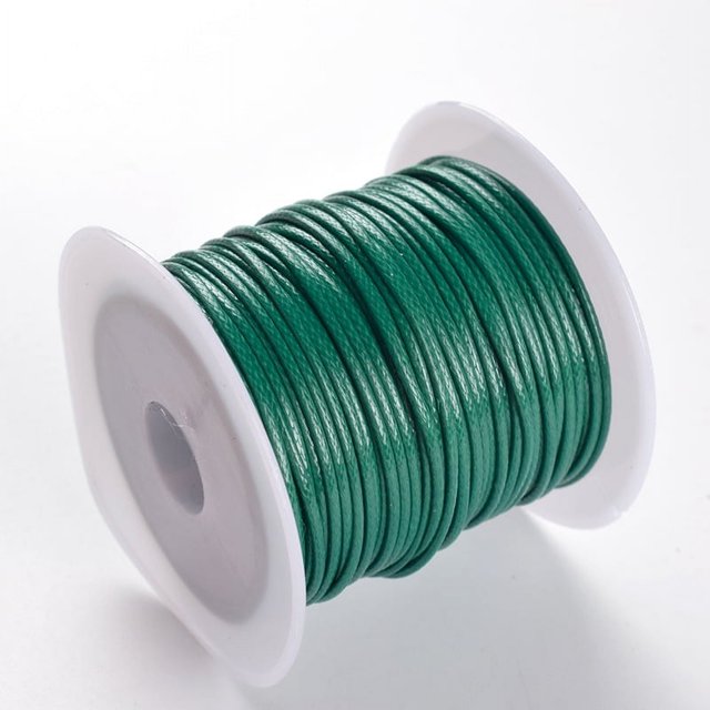 Zhuge Cuerda de cera textil de fibra de 1 mm para collares, pulseras, joyas y trenzas, 2 rollos, verde oscuro