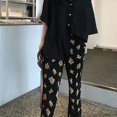 thumbnail image 4 of Pantalones rectos informales estampados, transpirables, ligeros, finos, cómodos, pantalones sueltos de moda para vacaciones en casa, 4 of 8