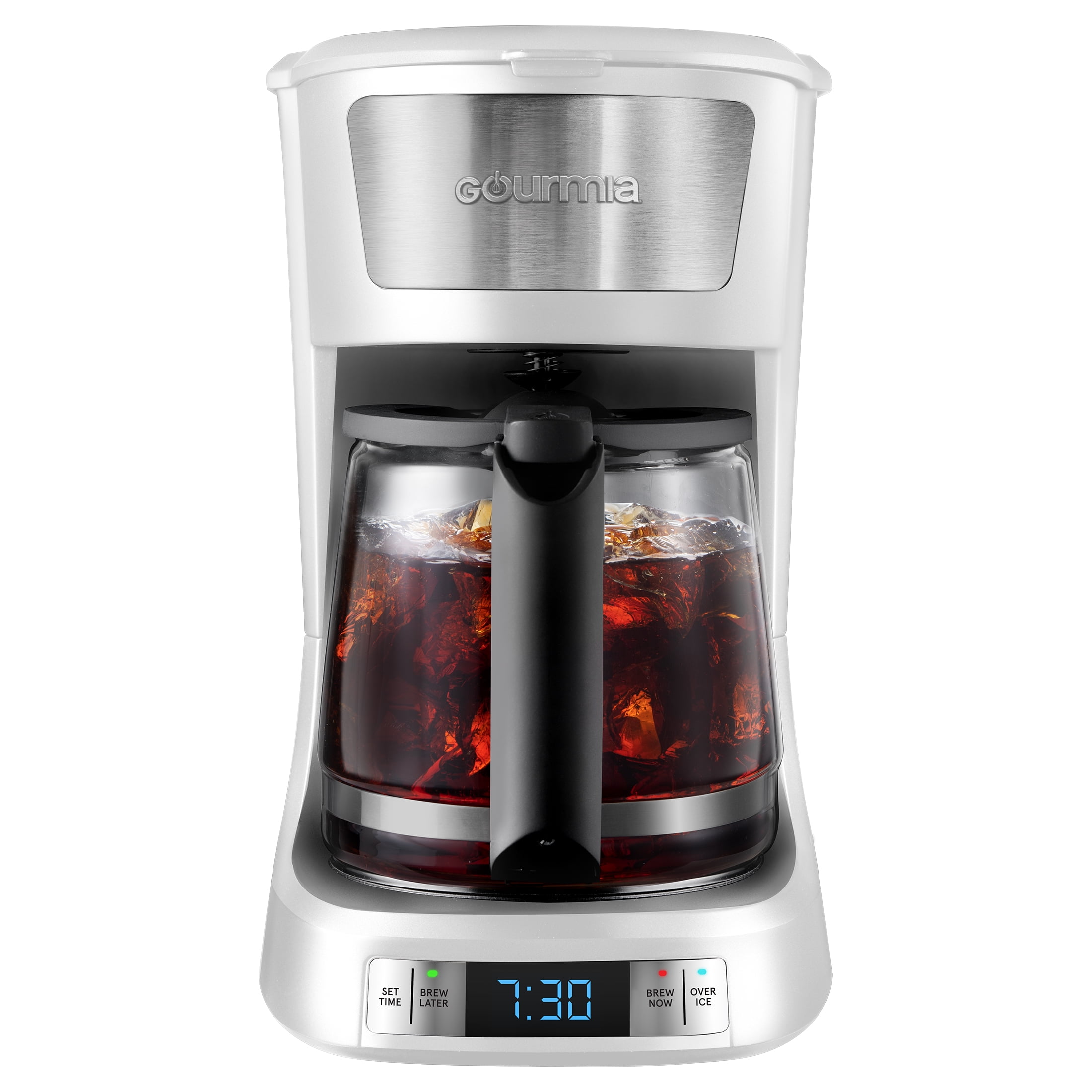 Gourmia 12 Cup Programmable Hot & Iced Coffee Maker with Keep Warm Feature - White