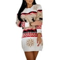 thumbnail image 3 of Liacowi Women Juniors Christmas Knitted Dress Long Sleeve Reindeer Snowflakes Print Sweater Pullover for Christmas Party, 3 of 9