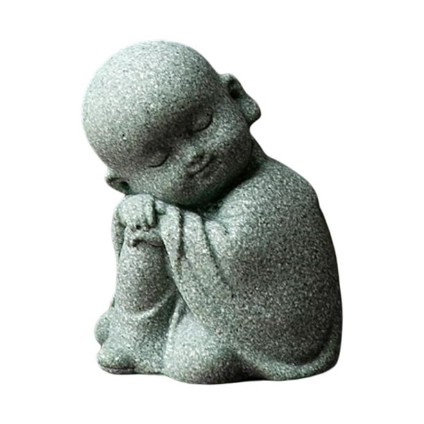 Figura de monje, estatua de Buda creativa sentada, hecha a mano para accesorios de decoración. Meditación