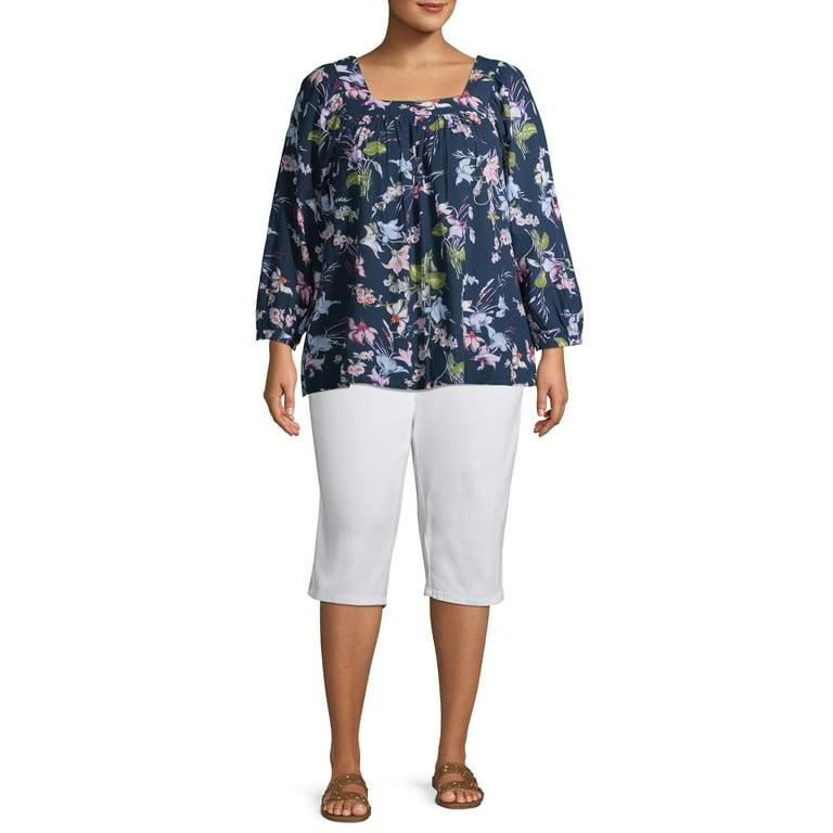 Walmart Terra Sky Denim Capris Terra Sky Plus Size Stretch Denim