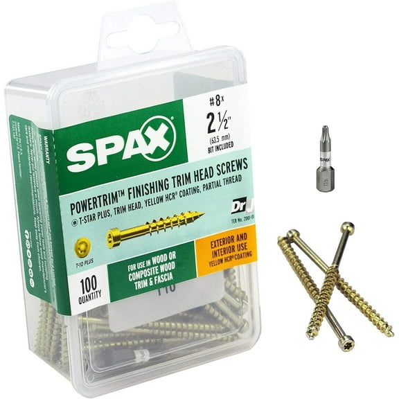 SPAX #8 x 2-1/2" PowerTrim HCR Trim Screw, Yellow 100 Pieces per Box