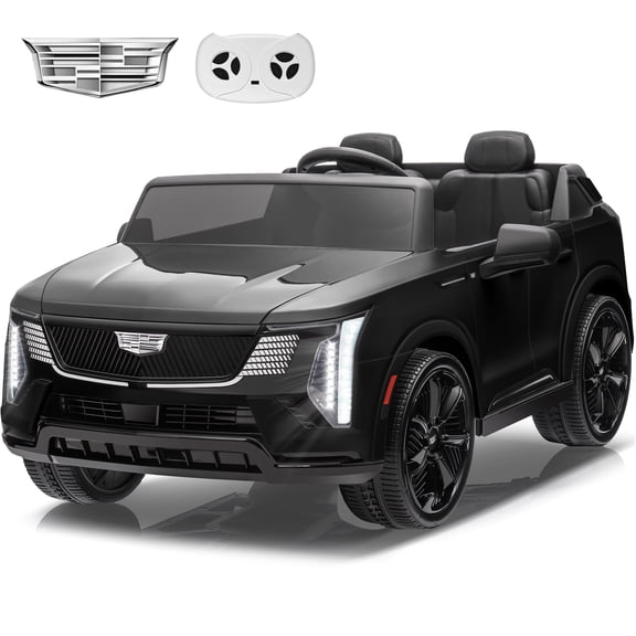 24V 2 Seater Ride on Cars, Licensed Cadillac Escalade IQ Powered Ride on Toys Truck with Remote Control, 4 Wheels Spring Suspension, LED Light, Electric Cars for Kids Ages 3-8 Gifts, Black