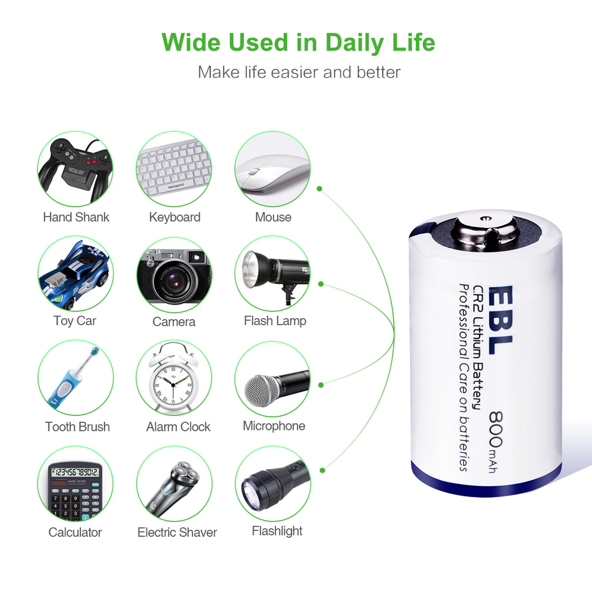 EBL CR2 Rechargeable Batteries with Battery Charger – EBLOfficial