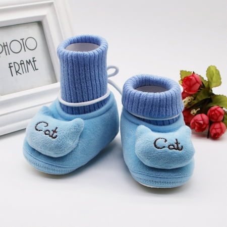 

Quealent Baby Sneakers Unisex Baby Slippers Girls Boys Booties Winter Warm Baby Socks Shoes Crib Shoes Blue 12