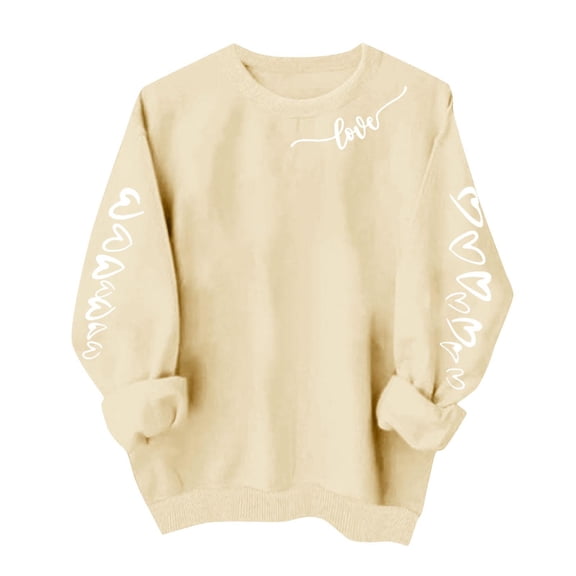 Busydd Valentines Tops for Women Trendy Comfy Love Heart Sweatshirt for Women Casual Long Sleeve Round Neck Valentines Outfits for Women XL