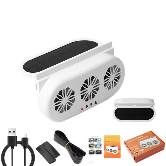Rtyweth Solar-powered Car Exhaust Fan, Window-mounted Ventilation Fan for Circulation Cooling, Cooling Car Fan F3e5 And Efficient