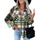 thumbnail image 2 of Camisa con cuello vuelto, blusa de manga larga con botones y botones para mujer, Tops a cuadros, uso conveniente, 2 of 4