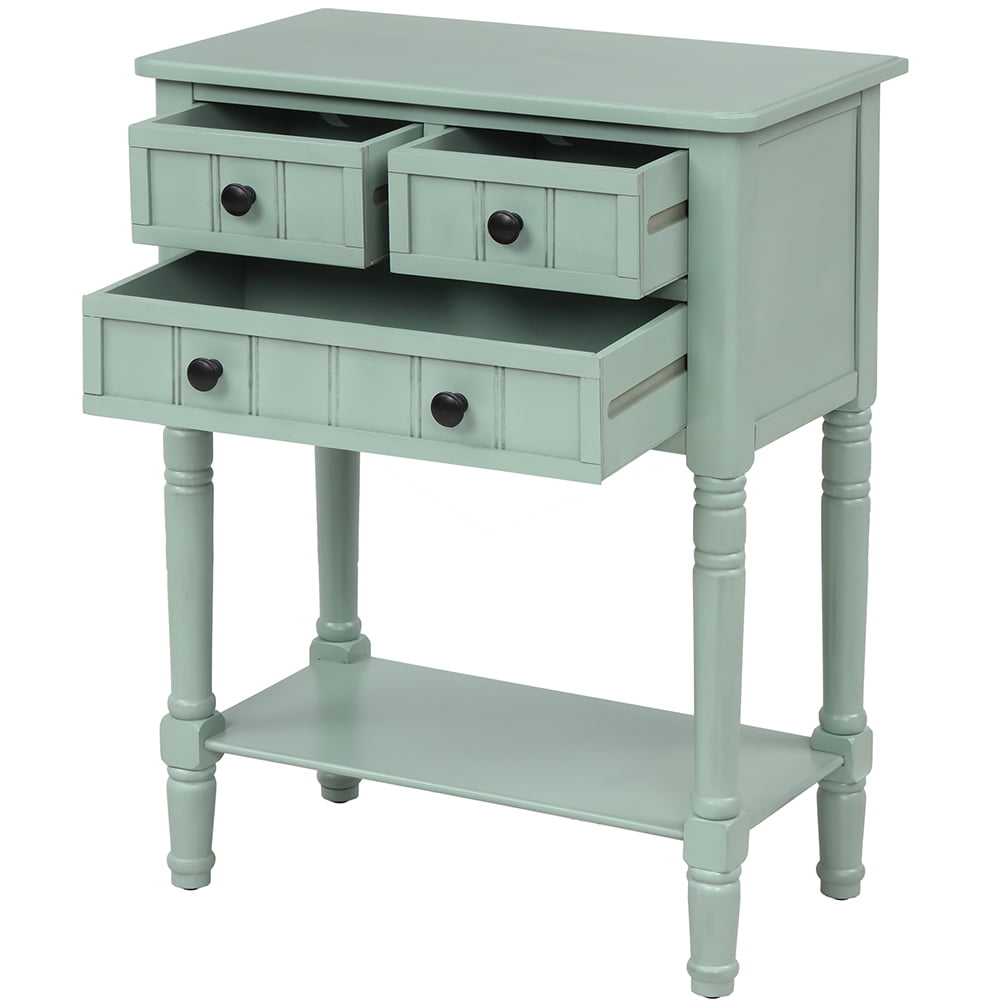 Kepooman Narrow Console Table, Rustic Entryway Cabinet with Storage Drawers and Bottom Shelf, Slim Sofa Table for Living Room, Easy Assembly, Retro Blue Kepooman Narrow Console Table, Rustic Entryway Cabinet with Storage Drawers and Bottom Shelf, Slim Sofa Table for Living Room, Easy Assembly, Retro Blue