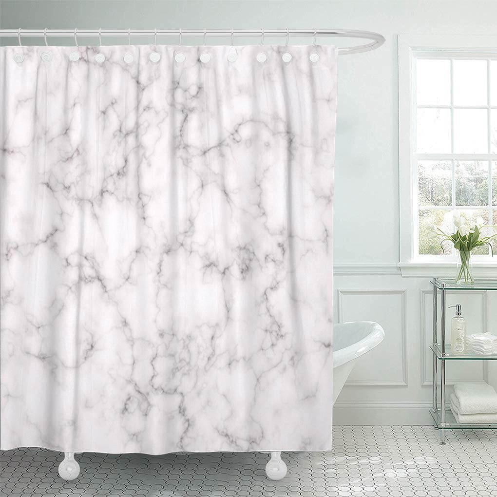 ATABIE White Elegant Marble Grey Modern Beautiful Abstract Cool Shower Curtain 66x72
