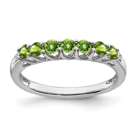 Auriga Fine Jewelry 10K White Gold Peridot and Diamond 7-stone Ring for Women Size 7