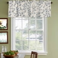 thumbnail image 3 of Navy Blue Leaves Curtain Valances for Windows, Kitchen Valance Window Treatments Panel 2 Pack, Vintage Summer Botanical Farmhouse Rustic Rod Pocket Short Curtains for Bathroom Bedroom 42 x 18 Inch, 3 of 8