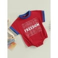 thumbnail image 3 of Wassery 4th of July Infant Baby Boys Girls Outfits Letter Print  Short Sleeve Crew Neck Romper Independence Day Clothes Summer Newborn Bodysuits 3-24M, 3 of 7