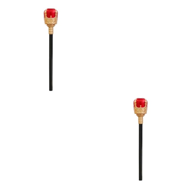 Sonducket Cetro Fancy King's Scepters Retro Vintage Plastic Cosplay Props Bastón Halloween Dress Up Accesorio Kids Gold Red King's Scepter oro rojo Cetro del Rey 2piezas