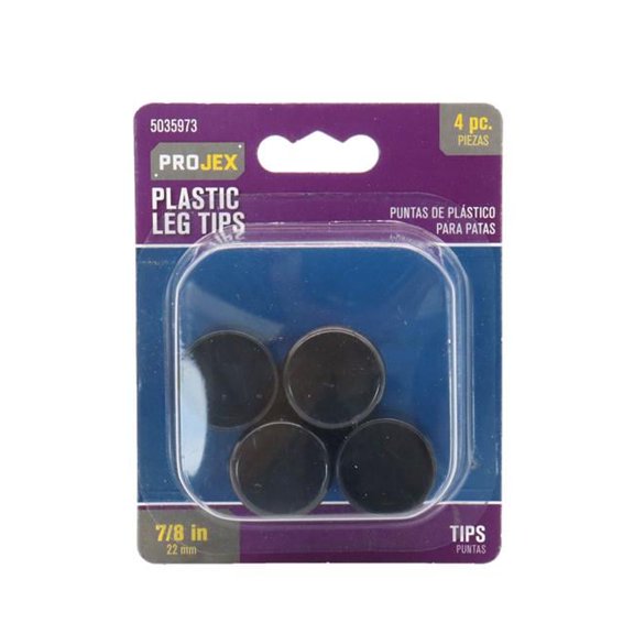 0.87 in. Plastic Leg Tip - Round, Black - Pack of 4