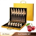 thumbnail image 1 of Amdohai 24-Piece Flatware Set Stainless Steel Tableware Cutlery Set Service for 6 with High-grade Storage Case for Home Kitchen Restaurant Hotel, 1 of 8