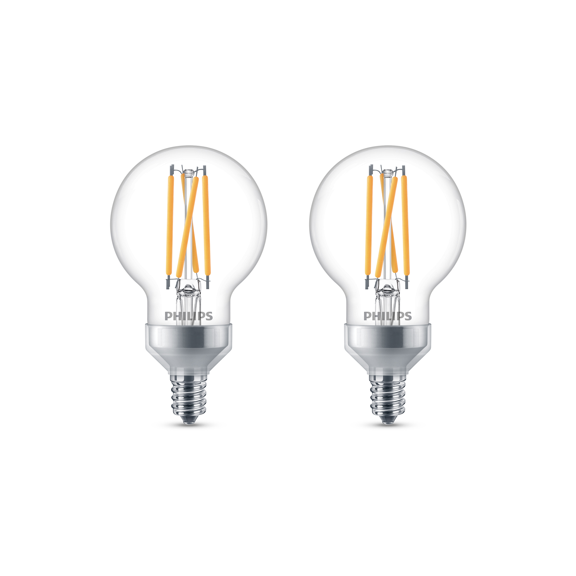 Philips LED 60-Watt G16.5 Decorative Globe Light Bulb, Clear Soft White Warm Glow, Dimmable, E26 Medium Base (2-Pack)