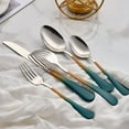 thumbnail image 7 of Colorful Silverware Set 20 Piece 18/0 Stainless Steel Flatware green orange Handle Cutlery Set Service for 4 Fork Knife Spoon Set Mirror Finish Dishwasher Safe, 7 of 7