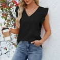 thumbnail image 7 of Women's Casual, Fashionable And Versatile V-neck Pullover Ruffled Sleeveless Solid Color T-shirt, 7 of 7