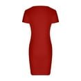 thumbnail image 5 of QUYUON Women Bodycon Mini Dress Summer Round Neck Short Sleeve T-Shirt Tunic Dress Work Office Business Pencil Dresses Asymmetrical Evening Cocktail Party Club Short Dress, Red S, 5 of 6