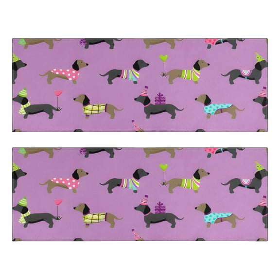 Kitchen Rugs Sets Of 2,Cute Cartoon Dachshund Anti Fatigue Kitchen Mat Rugs Non Slip Washable,Decorative Kitchen Floor Mats for Kitchen,Sink,Laundry,17"X47"