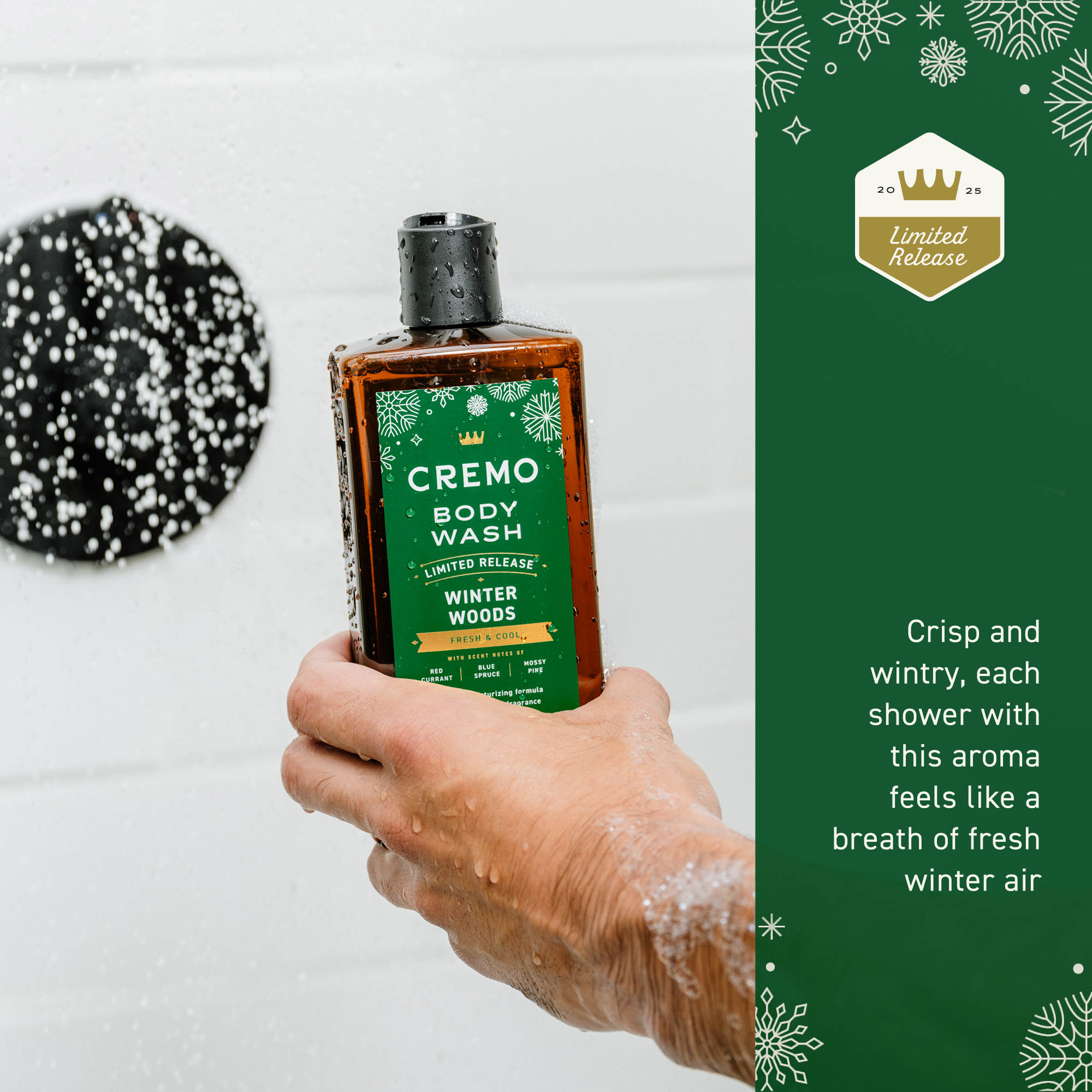 Cremo Men's Holiday Body Wash, Winter Woods, 16 fl oz