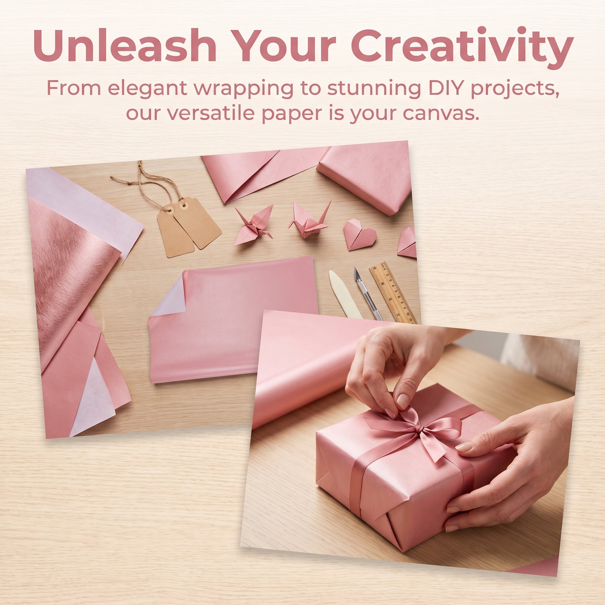 Unique Bargains 3Pcs Heavyweight Matte Gift Wrapping Paper Pink 39.4" x 27.6"