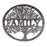 Family Tree Oval with Border Recycled Steel