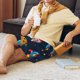 thumbnail image 5 of Balery Spaceships and Stars Pantalones cortos de pijama de punto de algodón para hombre con cinturilla y bolsillos-XX-Large, 5 of 6
