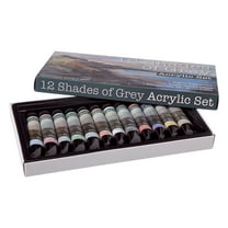 12 Shades Of Grey Acrylic Paint Colors - Set of 12 Assorted Greys (21ml/0.7oz), Highly Pigmented Grey Colors for Painting & Crafts