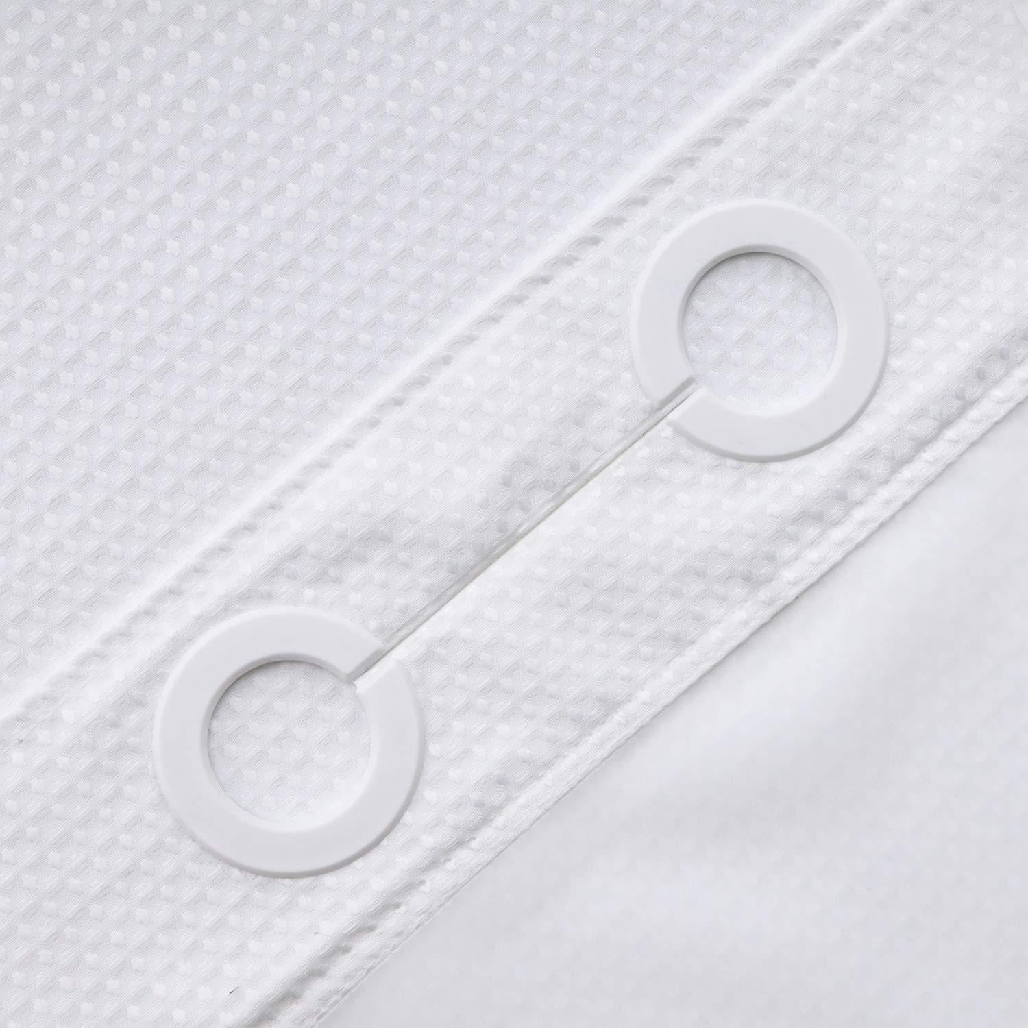 Zordlmo Easy Hang Fabric Shower Curtain with Snap-in Liner and Bath Rug Set, 72" x 74", White