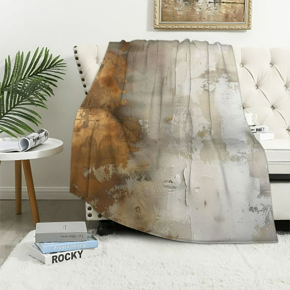 Nawypu Gold Gray Abstract Art Style Blanket Soft Flannel Colorful Decorative Throw Blanket Holiday Square Birthday Blanket for Easter Gifts Home Couch Sofa Bed Room Blanket