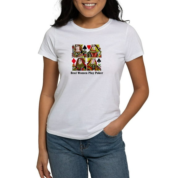 CafePress - Real Women Play Poker Women's T Shirt - Women's Classic T-Shirt